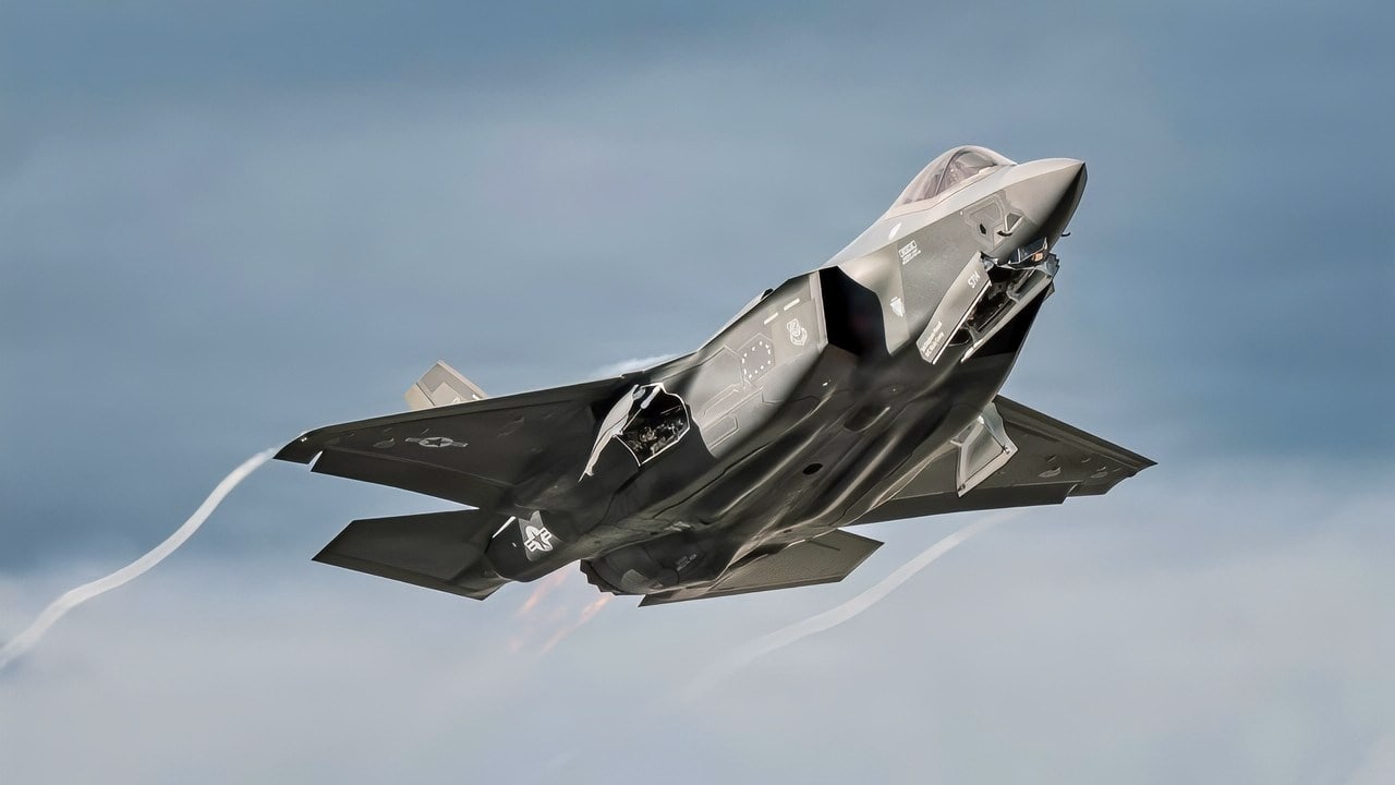A U.S. Air Force F-35 Lightning II assigned to the 6th Weapons Squadron takes off in support of a U.S. Air Force Weapons School Integration (WSINT) mission at Nellis Air Force Base, Nevada, Nov. 18, 2025. WSINT incorporates multiple aircraft, domains and mission sets to challenge participants with dynamic problem-solving. (U.S. Air Force photo by Senior Airman Lauren Clevenger)