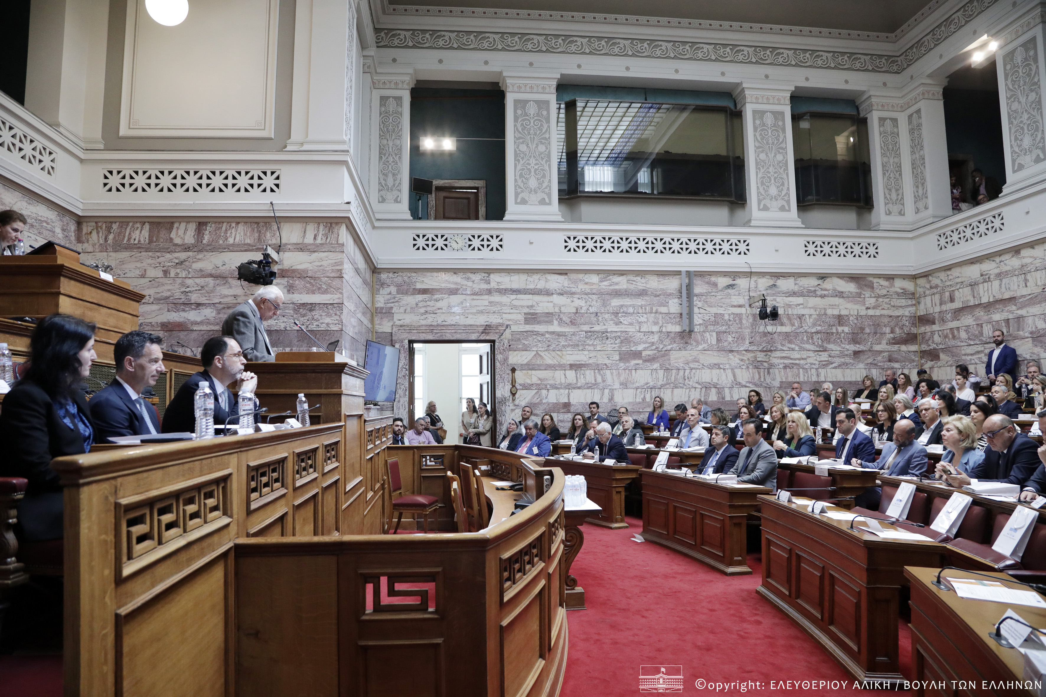 The photographic images featured on this website are covered by parliamentary copyright.They may be downloaded and reused without permission in any format for non-commercial use, including publication on a website, subject to the following conditions:the photographs should be acknowledged in the following form: parliamentary copyright images are reproduced with the permission of Parliamentyou should not adapt, alter or manipulate any of the imagesyou should not use the images so as to bring Parliament into disrepute or use them in a deliberately misleading contextyou should not authorise others to re-use the imagesif a photographer’s name is published on www.hellenicparliament.gr they should be creditedphotographs should not be used for marketing purposes or used for commercial gain.©Copyright: Hellenic Parliament-Photographer: Aliki EleftheriouAthens-Greece